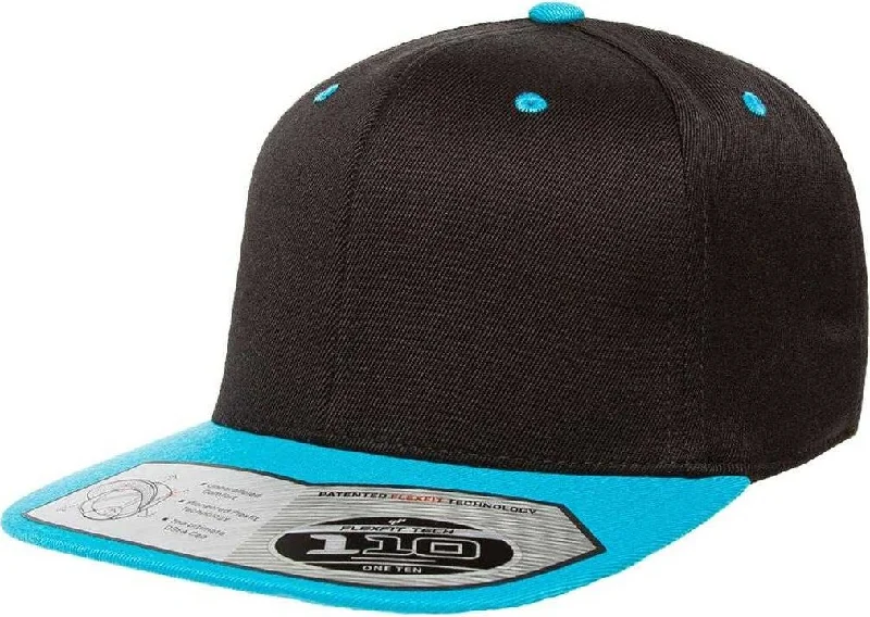 Flexfit 110 Flat Bill Snapback Cap - Black Teal