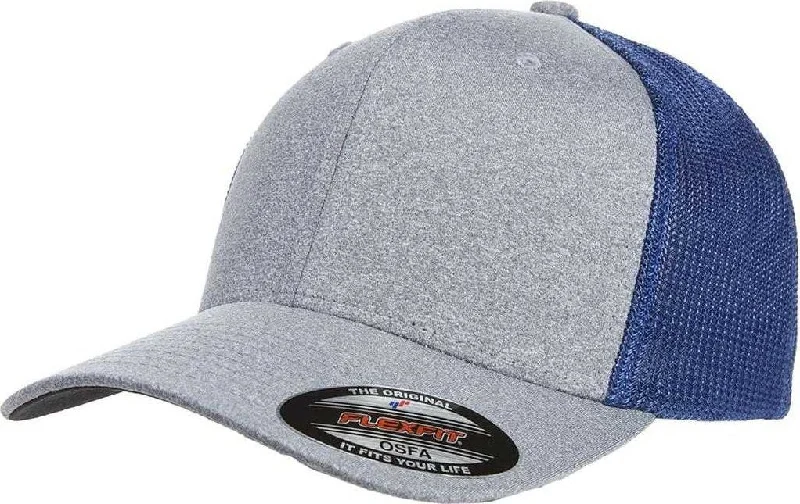 Flexfit 6311 Melangee Trucker Cap - Heather Gray Royal