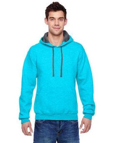 Fruit of the Loom SF76R Adult Sofspun Hooded Sweatshirt - Carib Blue Heather