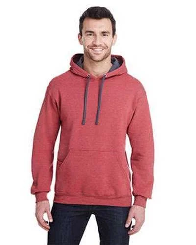 Fruit of the Loom SF77R Adult Sofspun Striped Hooded Sweatshirt - Firebrick Stripe