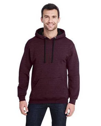 Fruit of the Loom SF77R Adult Sofspun Striped Hooded Sweatshirt - Maroon Stripe