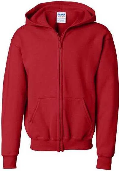 Gildan 18600B Heavy Blend Youth Full-Zip Hooded Sweatshirt - Red