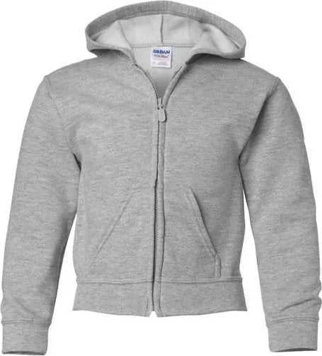 Gildan 18600B Heavy Blend Youth Full-Zip Hooded Sweatshirt - Sport Gray