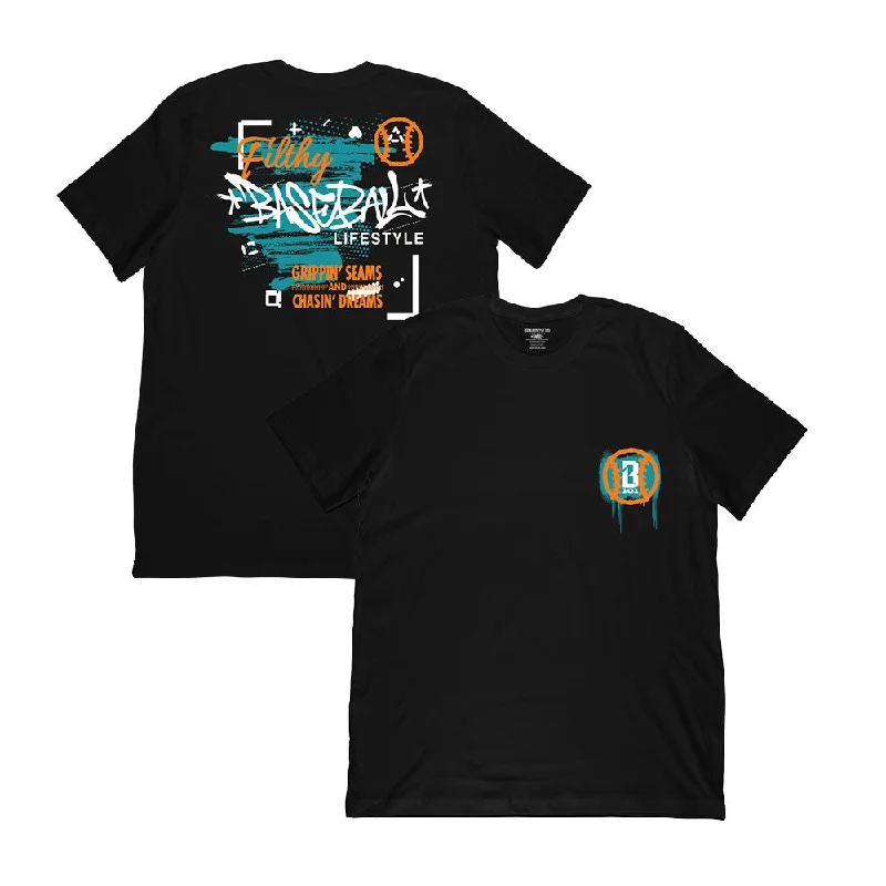 Graffiti Tee - Aqua/Orange