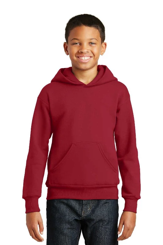 Hanes P470 Youth Ecosmart Pullover Hooded Sweatshirt - Deep Red