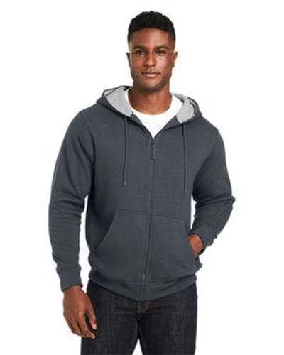 Harriton M711 Men's Climabloc Lined Heavyweight Hooded Sweatshirt - Dark Charcoal