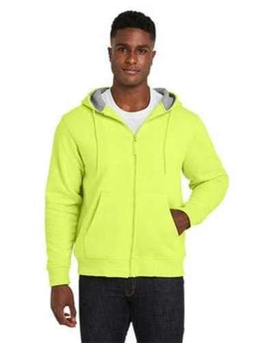 Harriton M711 Men's Climabloc Lined Heavyweight Hooded Sweatshirt - Safety Yellow