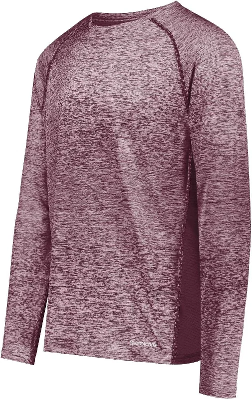 Holloway 222570 Electrify CoolCore Long Sleeve T-Shirt - Maroon Heather