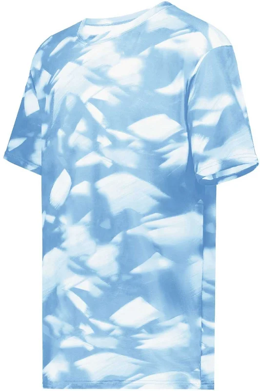 Holloway 222596 Stock Cotton Touch Poly Tee - Columbia Blue Glacier Print