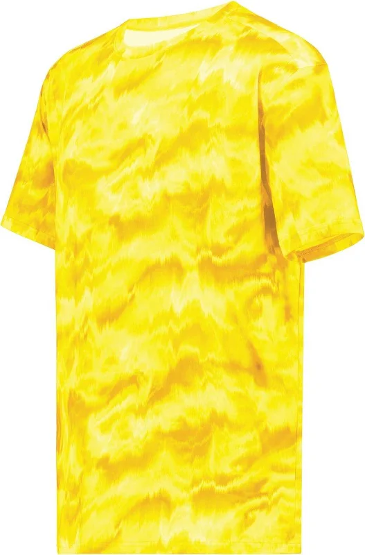 Holloway 222596 Stock Cotton Touch Poly Tee - Gold Shockwave Print