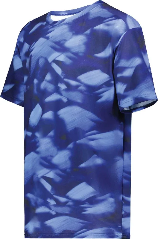 Holloway 222596 Stock Cotton Touch Poly Tee - Navy Glacier Print