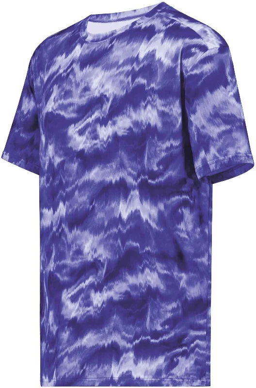 Holloway 222596 Stock Cotton Touch Poly Tee - Purple Shockwave Print