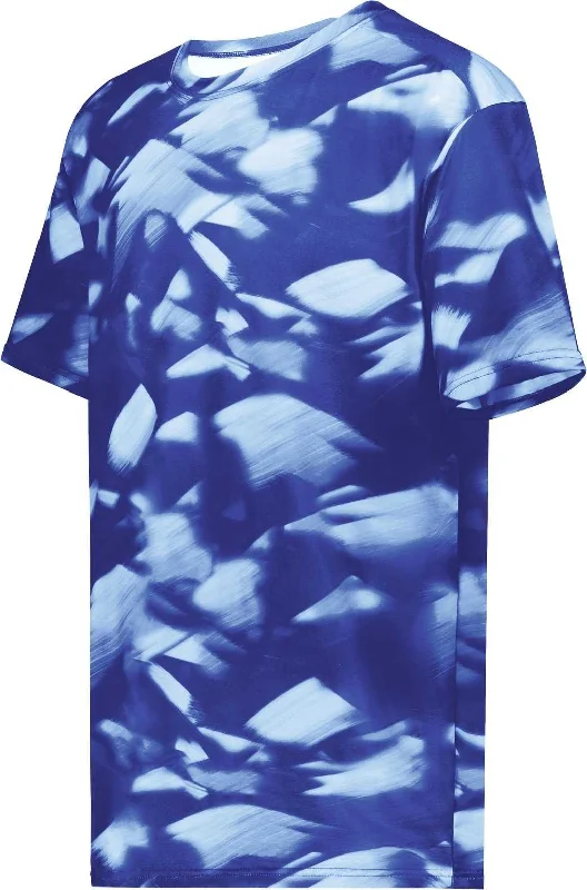 Holloway 222596 Stock Cotton Touch Poly Tee - Royal Glacier Print