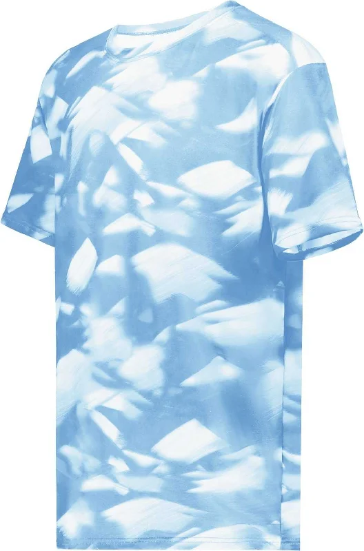 Holloway 222696 Youth Stock Cotton Touch Poly Tee - Columbia Blue Glacier Print