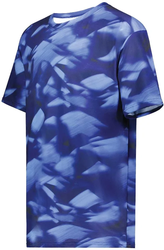 Holloway 222696 Youth Stock Cotton Touch Poly Tee - Navy Glacier Print