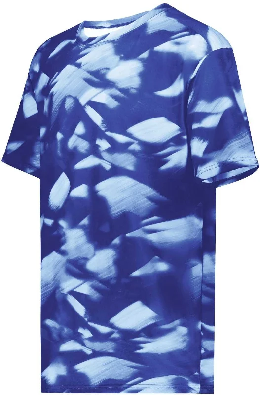 Holloway 222696 Youth Stock Cotton Touch Poly Tee - Royal Glacier Print