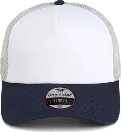 Imperial 1287 North Country Trucker Cap - White Navy Grey