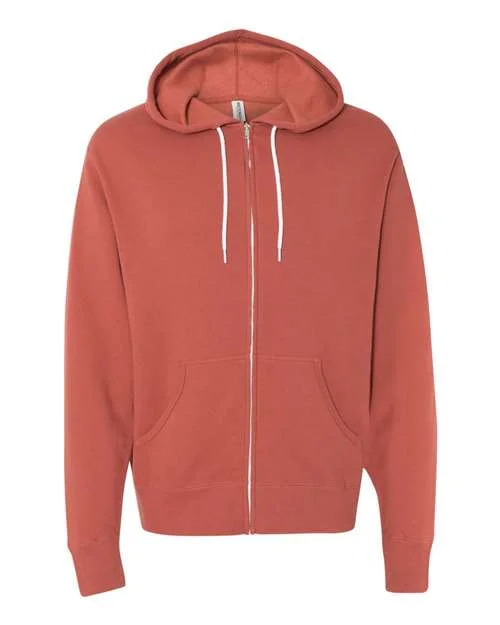 Independent Trading Co AFX90UNZ Unisex Lightweight Full-Zip Hooded Sweatshirt - Rust