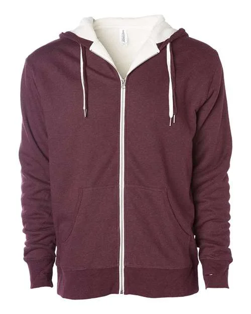 Independent Trading Co EXP90SHZ Unisex Sherpa-Lined Hooded Sweatshirt - Burgundy Heather