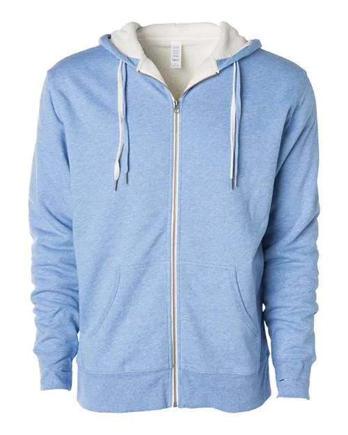 Independent Trading Co EXP90SHZ Unisex Sherpa-Lined Hooded Sweatshirt - Sky Heather