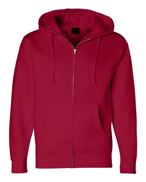 Independent Trading Co IND4000Z Heavyweight Full-Zip Hooded Sweatshirt - Red