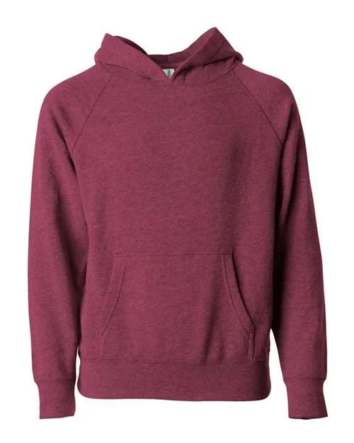 Independent Trading Co PRM15YSB Youth Special Blend Raglan Hooded Sweatshirt - Crimson