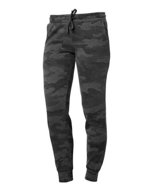 Independent Trading Co PRM20PNT Women's California Wave Wash Sweatpants - Black Camo Heather