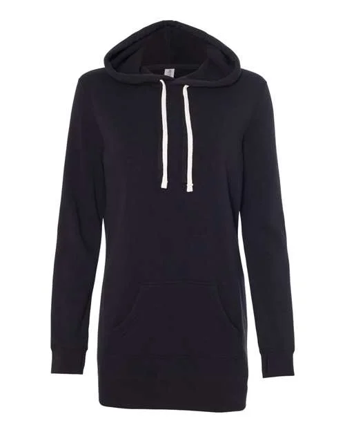 Independent Trading Co PRM65DRS Womens Special Blend Hooded Sweatshirt Dress - Black