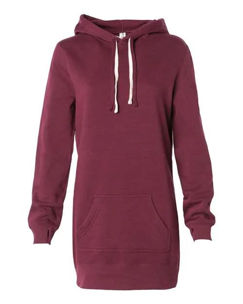 Independent Trading Co PRM65DRS Womens Special Blend Hooded Sweatshirt Dress - Maroon