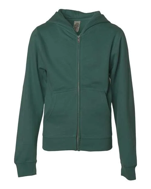 Independent Trading Co SS4001YZ Youth Midweight Full-Zip Hooded Sweatshirt - Alpine Green