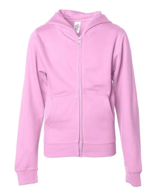 Independent Trading Co SS4001YZ Youth Midweight Full-Zip Hooded Sweatshirt - Light Pink