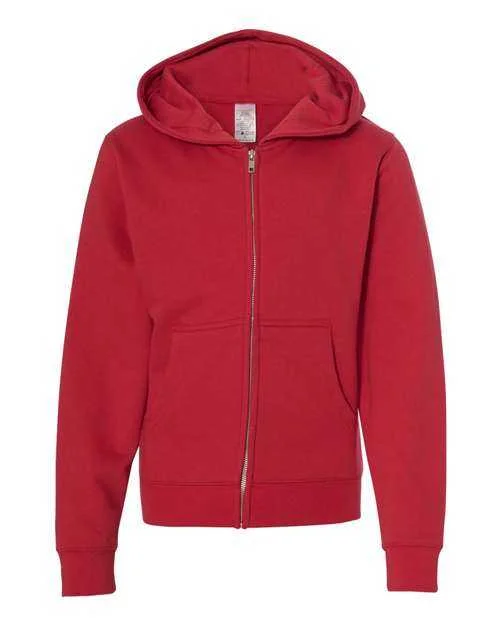 Independent Trading Co SS4001YZ Youth Midweight Full-Zip Hooded Sweatshirt - Red