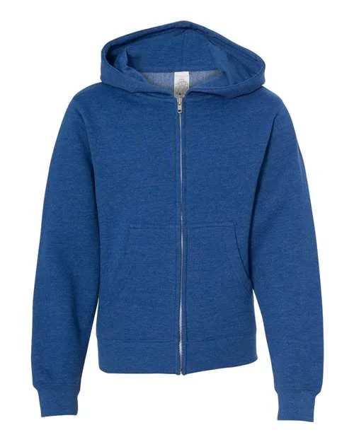 Independent Trading Co SS4001YZ Youth Midweight Full-Zip Hooded Sweatshirt - Royal Heather