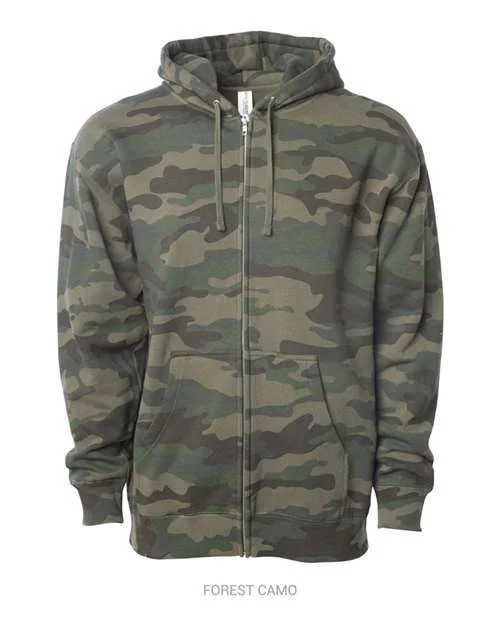 Independent Trading Co SS4500Z Midweight Full-Zip Hooded Sweatshirt - Forest Camo