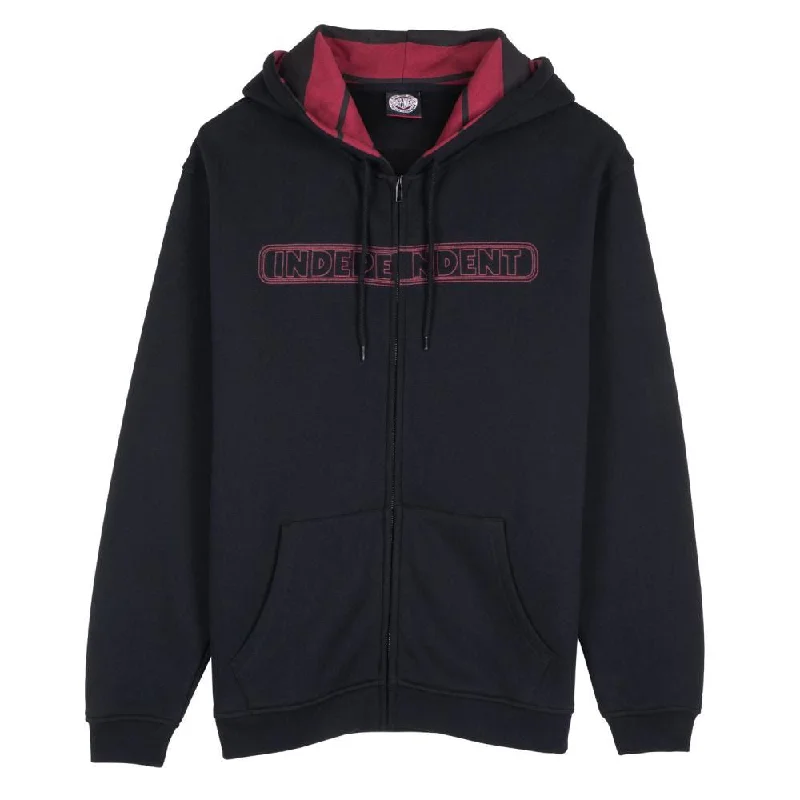 Independent Zip Hood Bar Stitch Zip Hood - Black