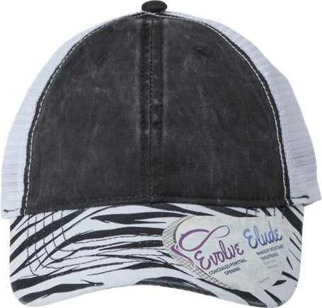 Infinity Her JANET Women's Animal Print Mesh Back Cap - Black Zebra White