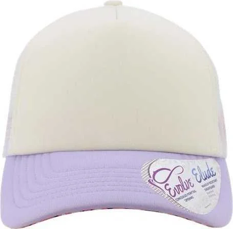 Infinity Her ROSIE Women's Foam Trucker Cap - Ivory Lavender White Smiley