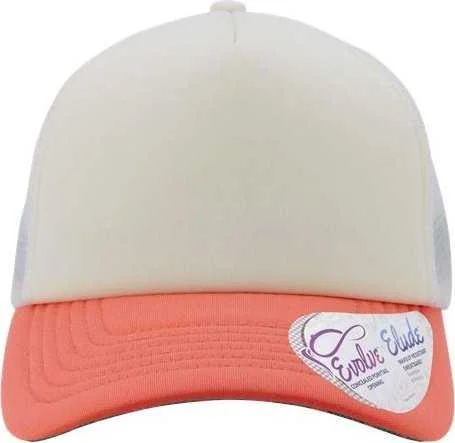 Infinity Her ROSIE Women's Foam Trucker Cap - Ivory Sherbert White Floral