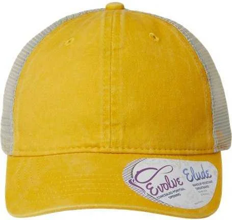 Infinity Her TESS Women's Washed Mesh Back Cap - Sunset Yellow Polka Dots