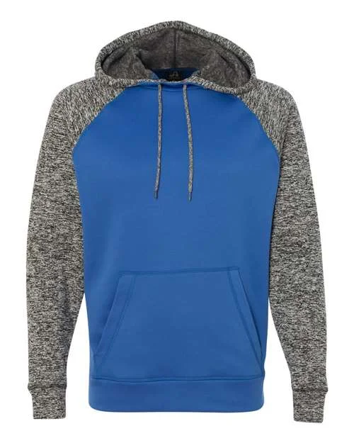 J. America 8612 Colorblocked Cosmic Fleece Hooded Sweatshirt - Royal Charcoal Fleck