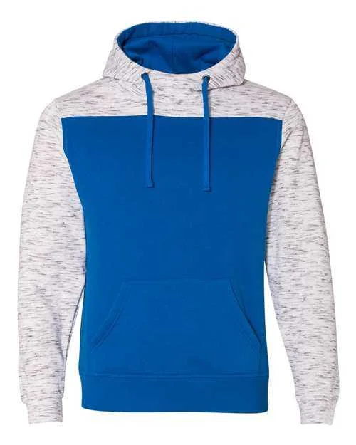 J. America 8676 Mlange Fleece Colorblocked Hooded Sweatshirt - Royal White