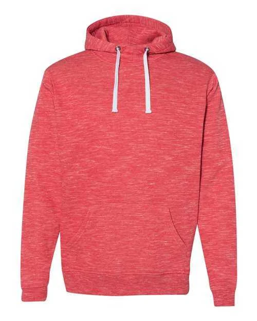 J. America 8677 Mlange Fleece Hooded Sweatshirt - Red