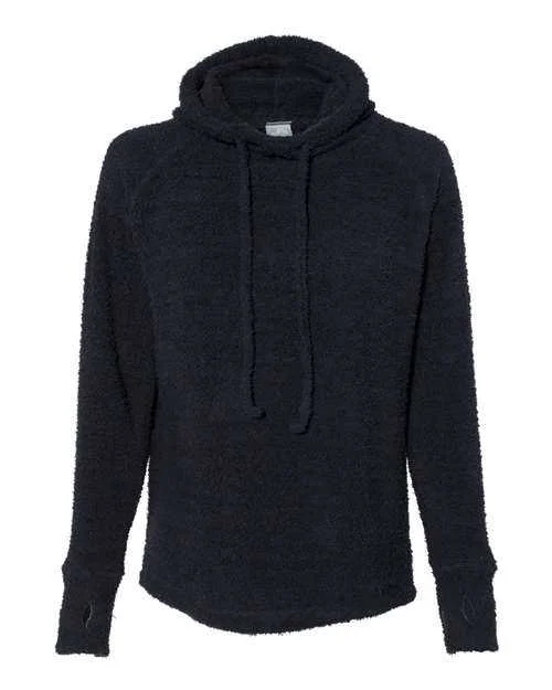 J. America 8680 Womens Teddy Fleece Hooded Pullover - Black