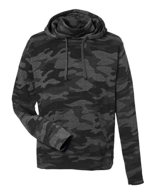 J. America 8879 Gaiter Fleece Hooded Sweatshirt - Black Camo Heather