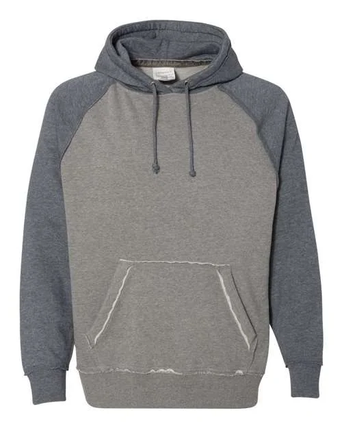 J. America 8885 Vintage Heather Hooded Sweatshirt - Smoke Heather Vintage Navy Heather