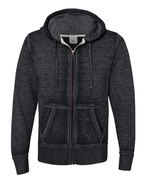 J. America 8916 Vintage Zen Fleece Full-Zip Hooded Sweatshirt - Twisted Black