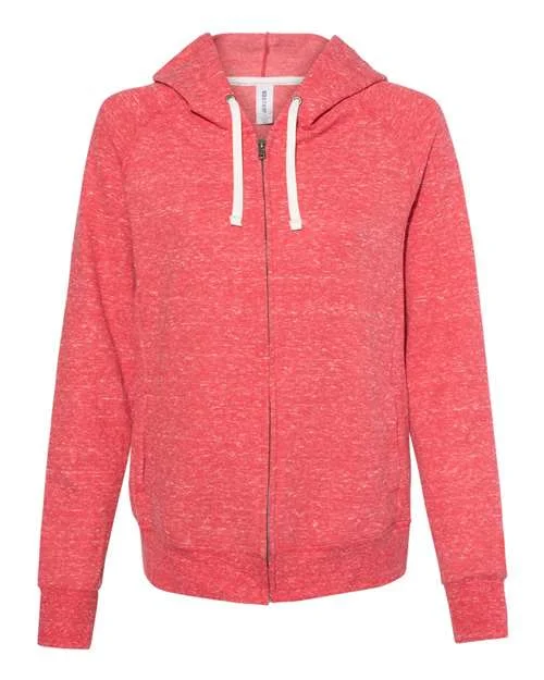 Jerzees 92WR Women's Snow Heather French Terry Full-Zip Hooded Sweatshirt - Red