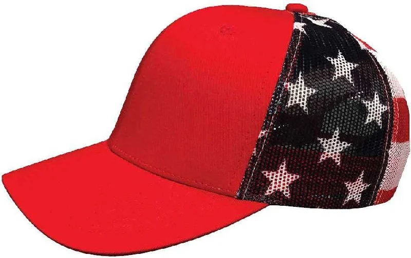 Kati S700M Printed Mesh Trucker Cap - Red/ USA Flag