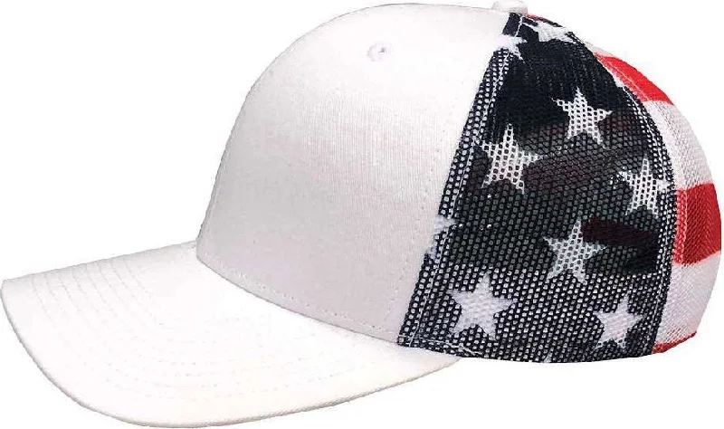 Kati S700M Printed Mesh Trucker Cap - White/ USA Flag