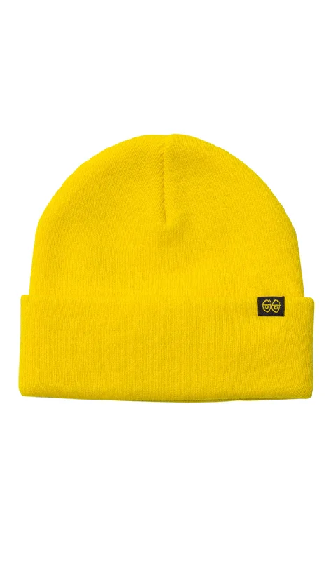 Krooked Eyes Clip Beanie Cuff Yellow